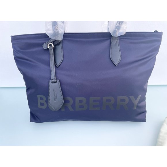 Burberry LL MD Nylon and Leather Tote Bag in BLUE, Made in Italy - Picture 5 of 14
